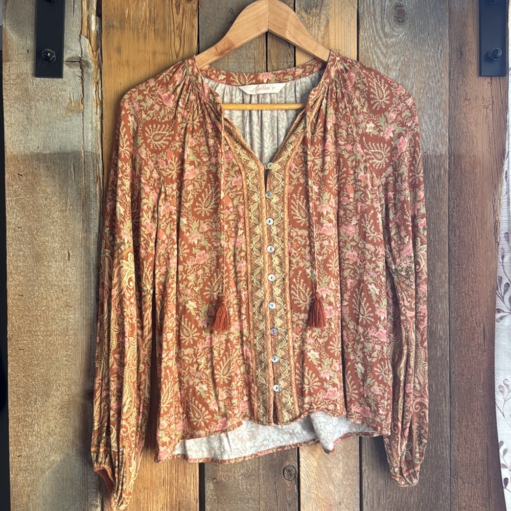 ARNHEM Bohemian Harley blouse in rust rust fall 70s boho blouse